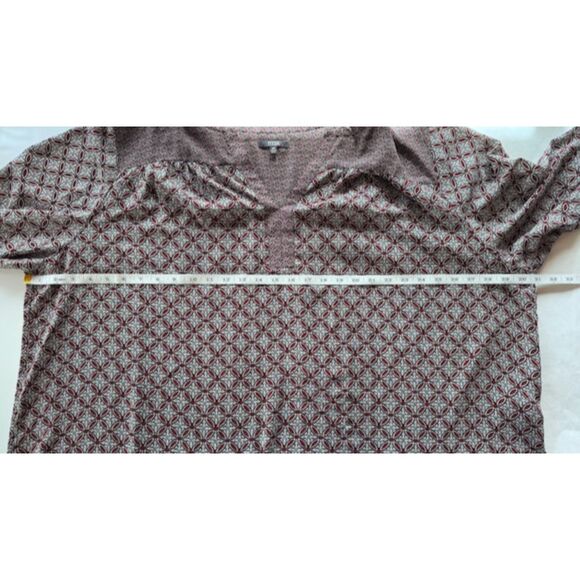 NYDJ Plus Womens Mixed Print Peasant Top in Maroon & Black Graphic Print Size 3X - Picture 11 of 12